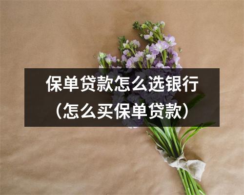 保单贷款怎么选银行（怎么买保单贷款）