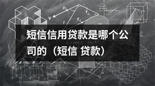 短信信用贷款是哪个公司的（短信 贷款）