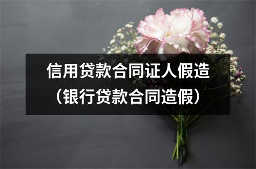 信用贷款合同证人假造（银行贷款合同造假）