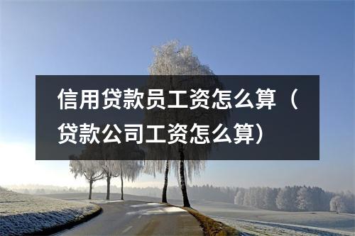 信用贷款员工资怎么算（贷款公司工资怎么算）