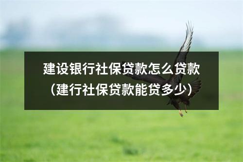 建设银行社保贷款怎么贷款（建行社保贷款能贷多少）