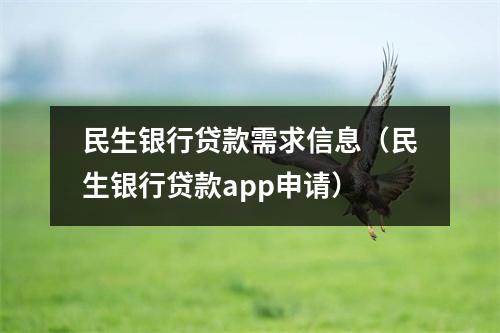 民生银行贷款需求信息（民生银行贷款app申请）