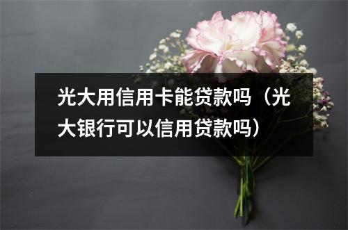 光大用信用卡能贷款吗（光大银行可以信用贷款吗）
