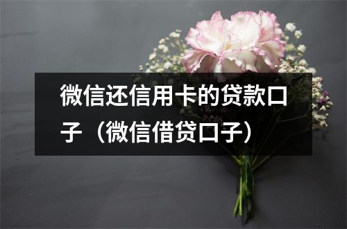 微信还信用卡的贷款口子（微信借贷口子）