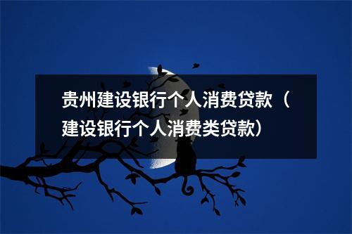 贵州建设银行个人消费贷款（建设银行个人消费类贷款）