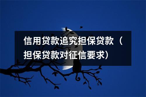 信用贷款追究担保贷款(担保贷款对征信要求)