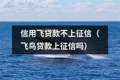 信用飞贷款不上征信（飞鸟贷款上征信吗）