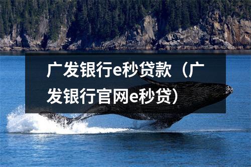 广发银行e秒贷款（广发银行官网e秒贷）