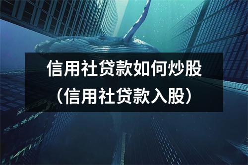 信用社贷款如何炒股（信用社贷款入股）