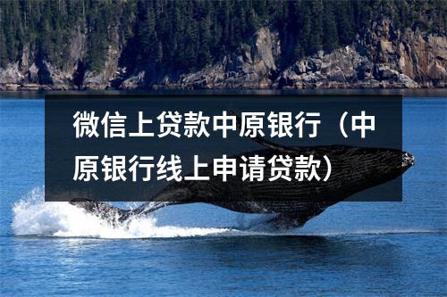 微信上贷款中原银行（中原银行线上申请贷款）