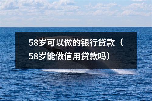 58岁可以做的银行贷款（58岁能做信用贷款吗）