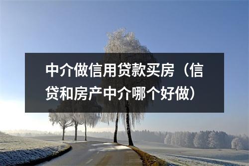 中介做信用贷款买房（信贷和房产中介哪个好做）