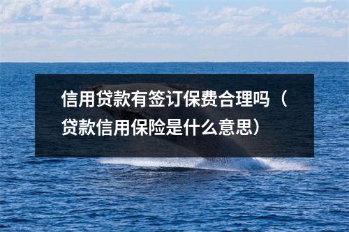信用贷款有签订保费合理吗（贷款信用保险是什么意思）