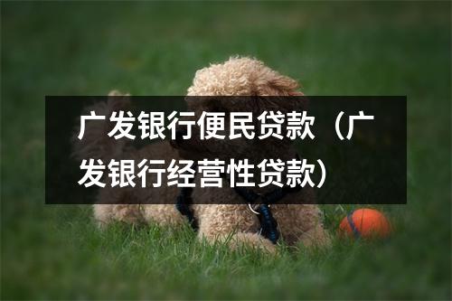 广发银行便民贷款(广发银行经营性贷款)