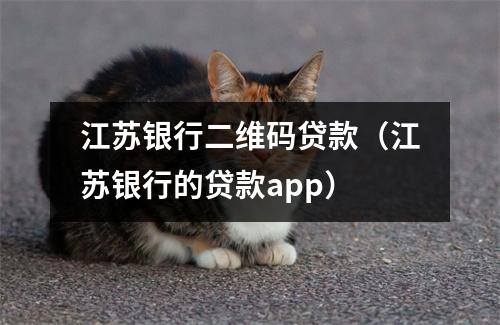 江苏银行二维码贷款（江苏银行的贷款app）