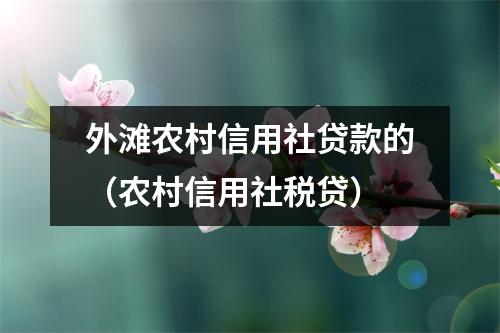 外滩农村信用社贷款的（农村信用社税贷）