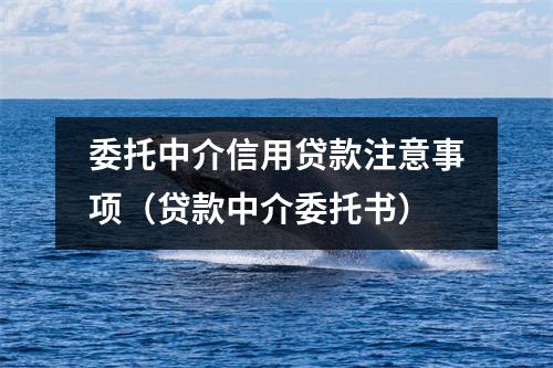 委托中介信用贷款注意事项（贷款中介委托书）