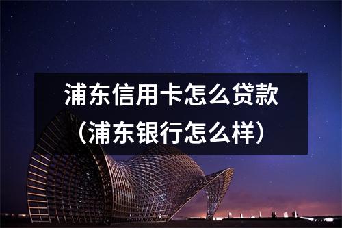 浦东信用卡怎么贷款（浦东银行怎么样）