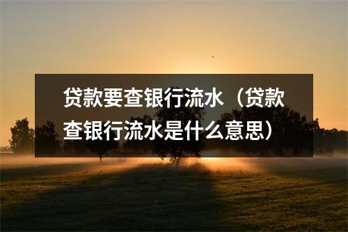 贷款要查银行流水(贷款查银行流水是什么意思)