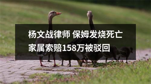 杨文战律师 保姆发烧死亡家属索赔158万被驳回