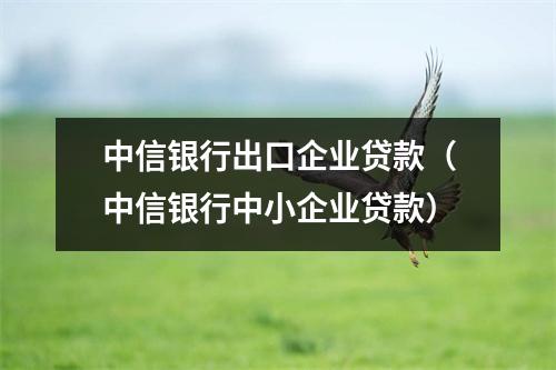 中信银行出口企业贷款（中信银行中小企业贷款）