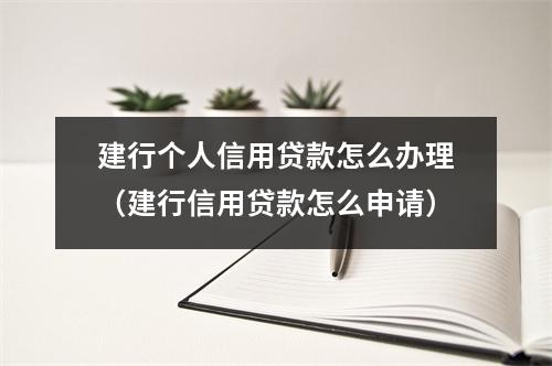 建行个人信用贷款怎么办理(建行信用贷款怎么申请)