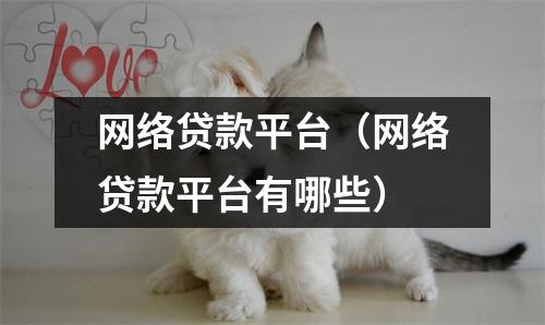 网络贷款平台（网络贷款平台有哪些）