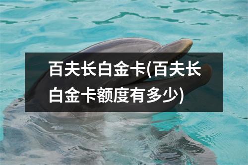 百夫长白金卡(百夫长白金卡额度有多少)