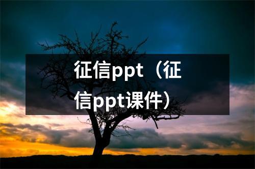 征信ppt（征信ppt课件）