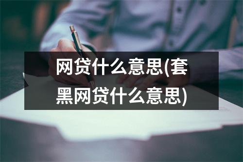 网贷什么意思(套黑网贷什么意思)