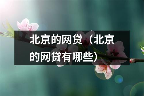 北京的网贷（北京的网贷有哪些）