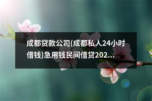 成都贷款公司(成都私人24小时借钱)急用钱民间借贷2022今