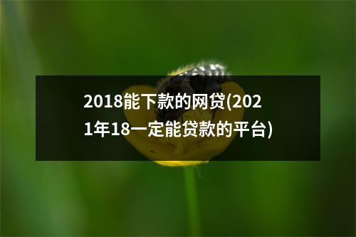 2018能下款的网贷(2021年18一定能贷款的平台)