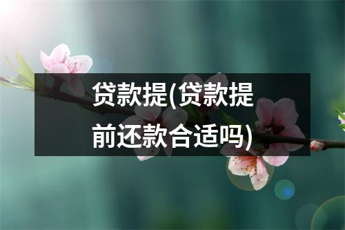 贷款提(贷款提前还款合适吗)