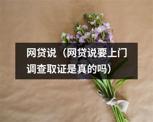 网贷说（网贷说要上门调查取证是真的吗）