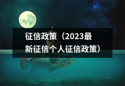 征信政策（2023最新征信个人征信政策）