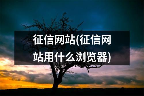 征信网站(征信网站用什么浏览器)