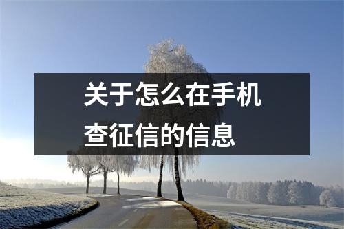关于怎么在手机查征信的信息