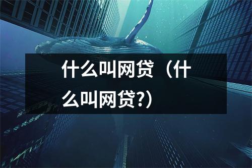 什么叫网贷(什么叫网贷?)