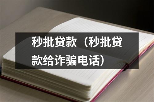秒批贷款（秒批贷款给诈骗电话）