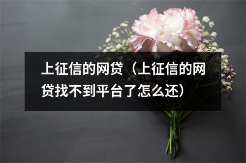 上征信的网贷（上征信的网贷找不到平台了怎么还）