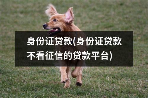 身份证贷款(身份证贷款不看征信的贷款平台)
