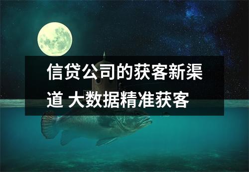 信贷公司的获客新渠道 大数据精准获客