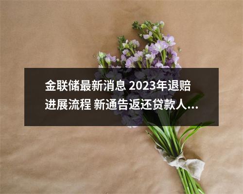 金联储最新消息 2023年退赔进展流程 新通告返还贷款人处理的方法已公布。