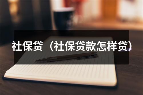 社保贷（社保贷款怎样贷）