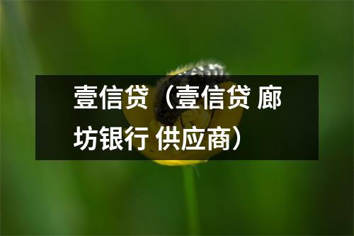 壹信贷(壹信贷 廊坊银行 供应商)