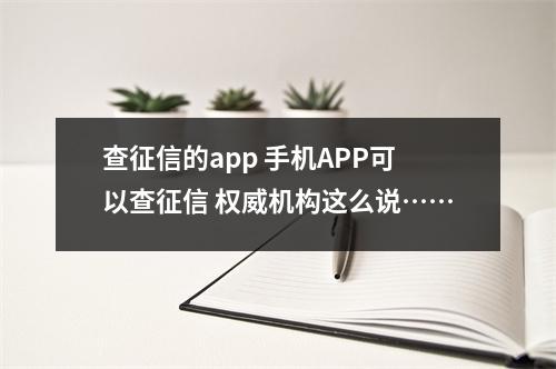 查征信的app 手机APP可以查征信 权威机构这么说……