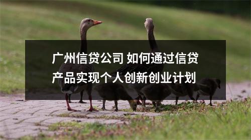 广州信贷公司 如何通过信贷产品实现个人创新创业计划 