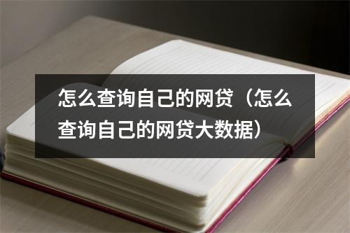怎么查询自己的网贷(怎么查询自己的网贷大数据)