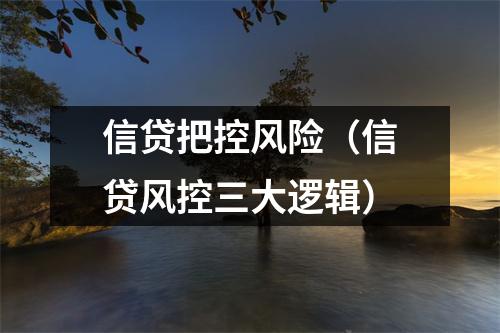 信贷把控风险(信贷风控三大逻辑)